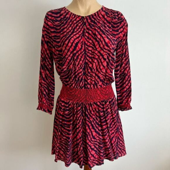 Vintage Y2K Juicy Couture Women’s Small 100% Silk Red Midi Fit Flare Dress Retro - Picture 11 of 13